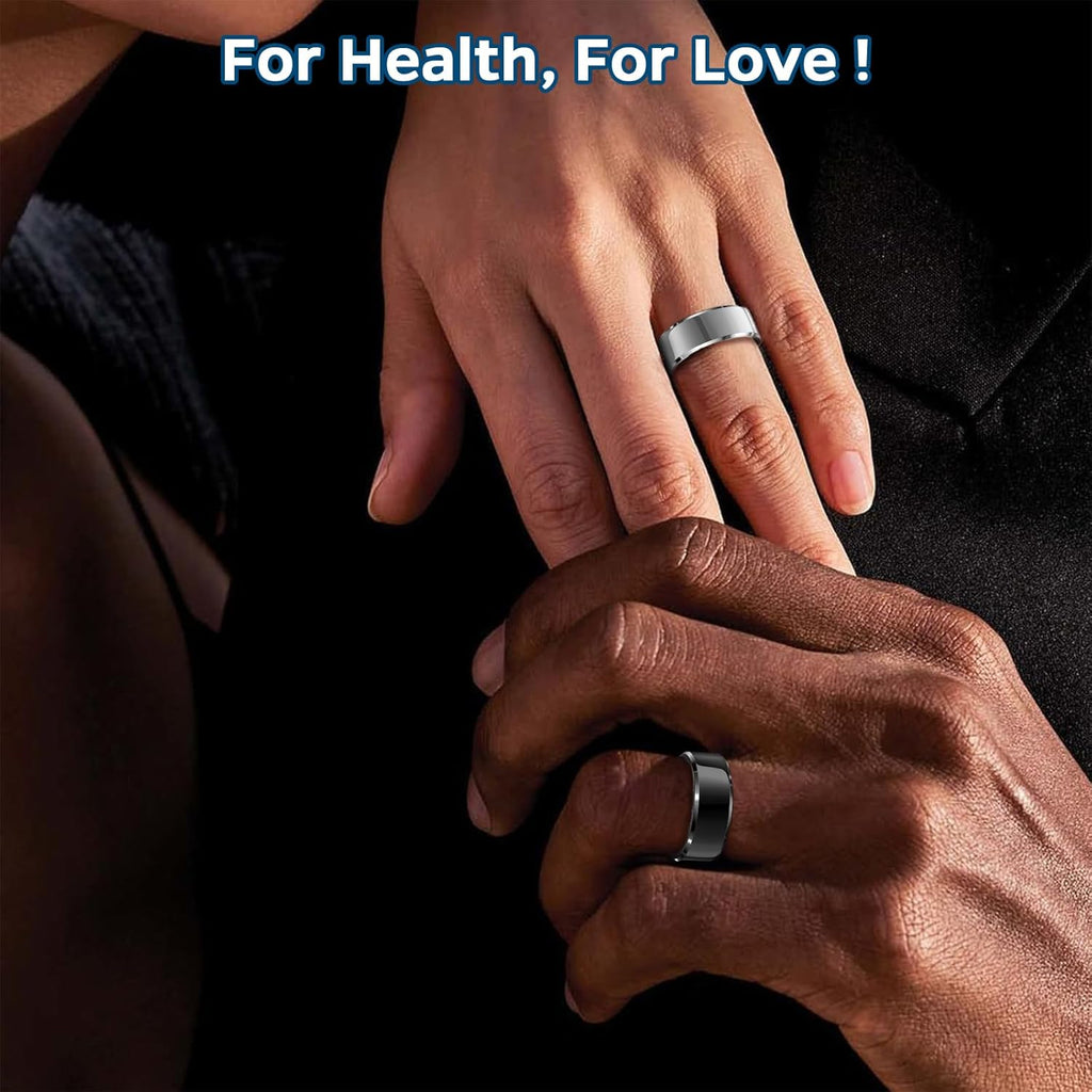 Smart Health Tracking Ring with Sleep Monitoring, Heart Rate Monitoring, Waterproof Design, Activity Tracking (Steps, Distance, Calories), Air Gesture Control, Up to 7-Day Battery Life, Compatible with iOS and Android (Black, Size #10)