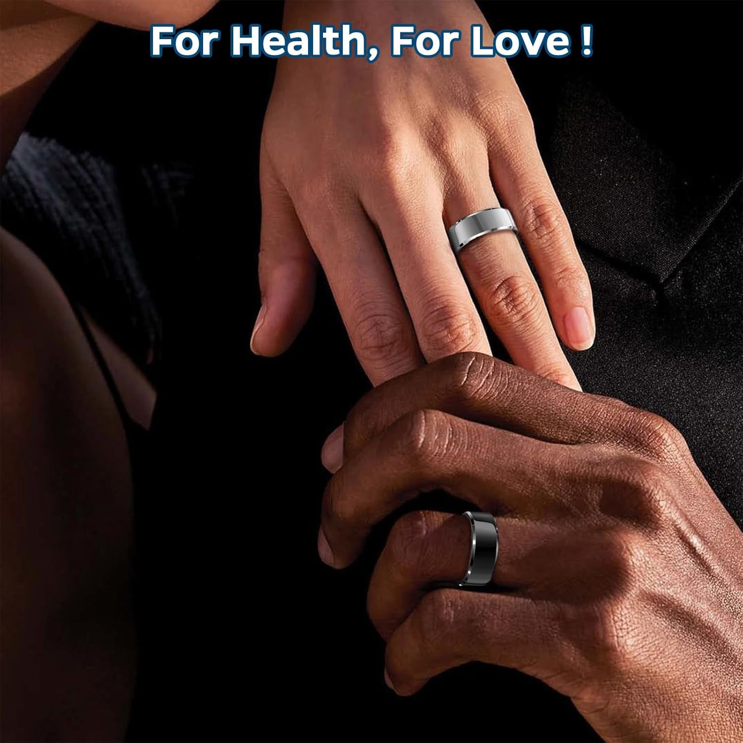 Smart Health Tracking Ring with Sleep Monitoring, Heart Rate Monitoring, Waterproof Design, Activity Tracking (Steps, Distance, Calories), Air Gesture Control, Up to 7-Day Battery Life, Compatible with iOS and Android (Black, Size #10)