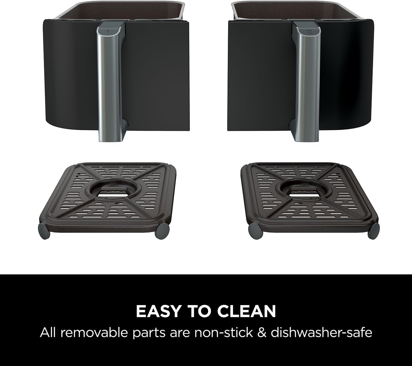 Foodi Dual Zone Digital Air Fryer, 2 Drawers, 7.6L, 6-In-1, Uses No Oil, Air Fry, Max Crisp, Roast, Bake, Reheat, Dehydrate, Cooks 4-6 Portions, Non-Stick, Dishwasher Safe Baskets, Black AF300UK