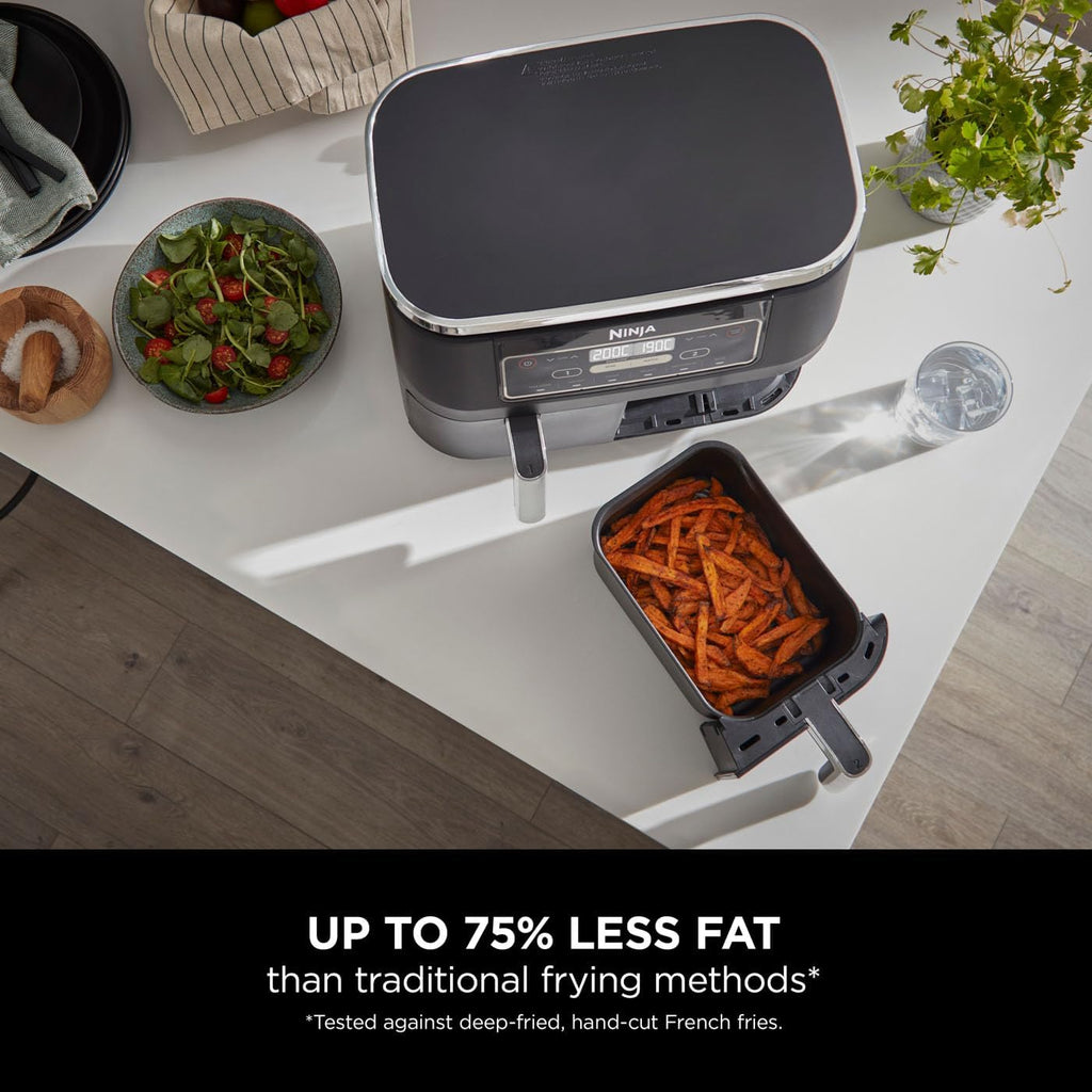 Foodi Dual Zone Digital Air Fryer, 2 Drawers, 7.6L, 6-In-1, Uses No Oil, Air Fry, Max Crisp, Roast, Bake, Reheat, Dehydrate, Cooks 4-6 Portions, Non-Stick, Dishwasher Safe Baskets, Black AF300UK