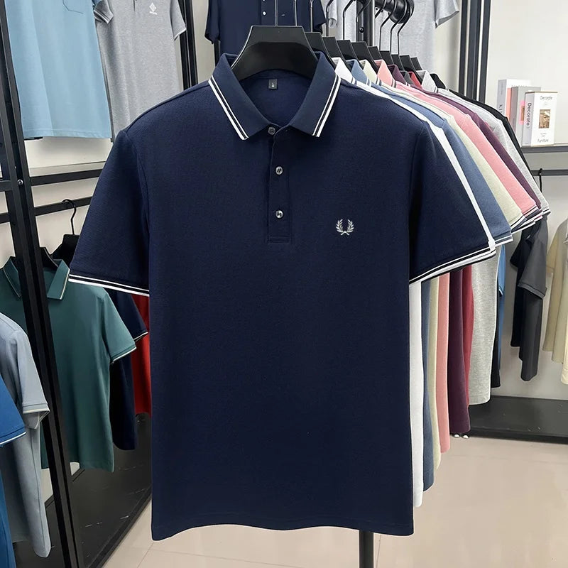100% cotton luxury brand new men's embroidered short style summer comfortable breathable polo shirt business casual T-shirt top