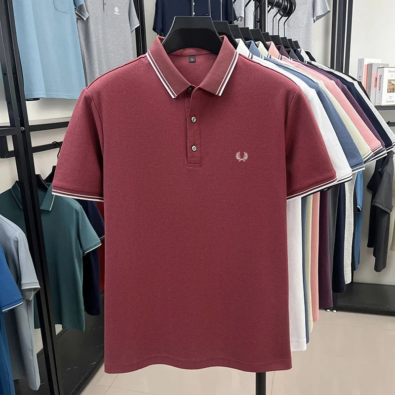 100% cotton luxury brand new men's embroidered short style summer comfortable breathable polo shirt business casual T-shirt top