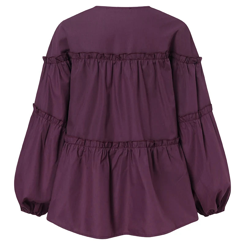 ZANZEA Fashion Women Long Puff Sleeve Blouse Autumn Spring Eelgant Shirt Ruffles Blusas Femininas Mujer Party Work Tops Tunic