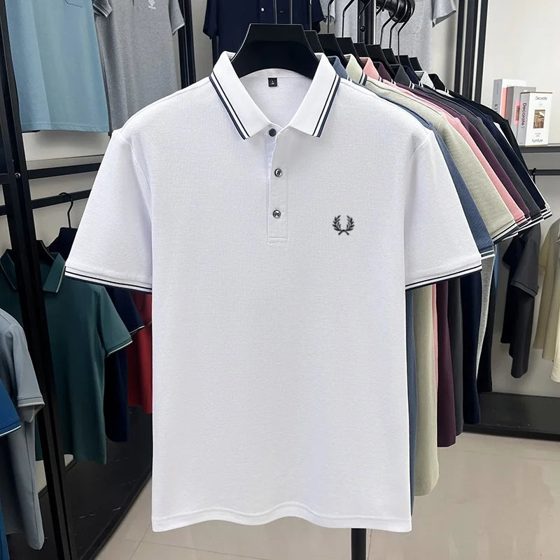100% cotton luxury brand new men's embroidered short style summer comfortable breathable polo shirt business casual T-shirt top