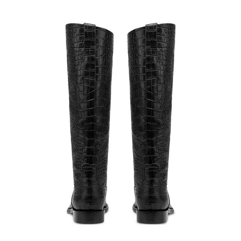 2025 Autumn/Winter New Casual Flat Bottomed Round Head Women's Knee Length Boots Fashion Women's Mid Length Boots