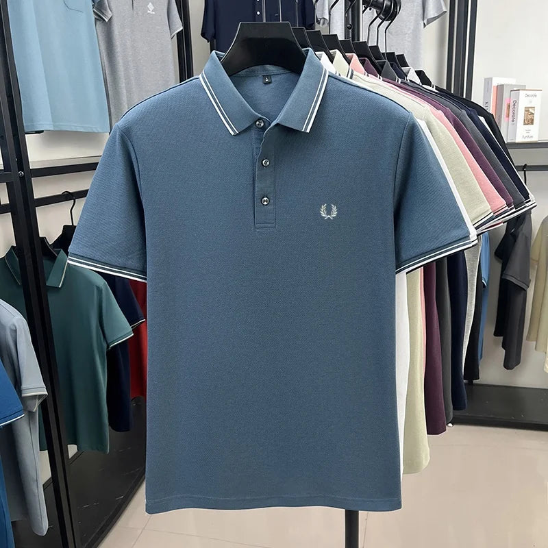 100% cotton luxury brand new men's embroidered short style summer comfortable breathable polo shirt business casual T-shirt top