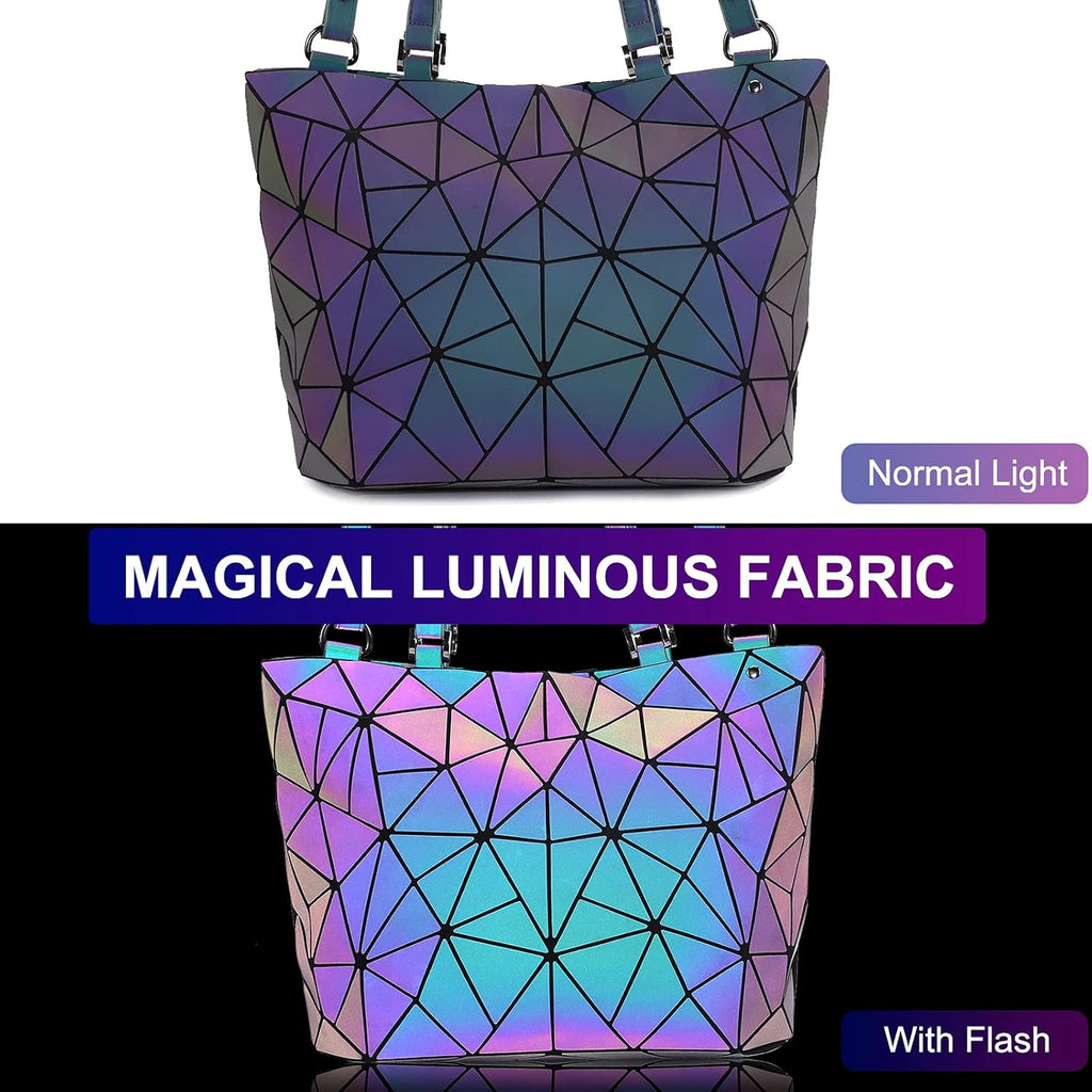 Geometric Luminous Tote Bag Crossbody Handbag Holographic Reflective Women Girl Fashion Shoulder Bag (Crossbody Bag)